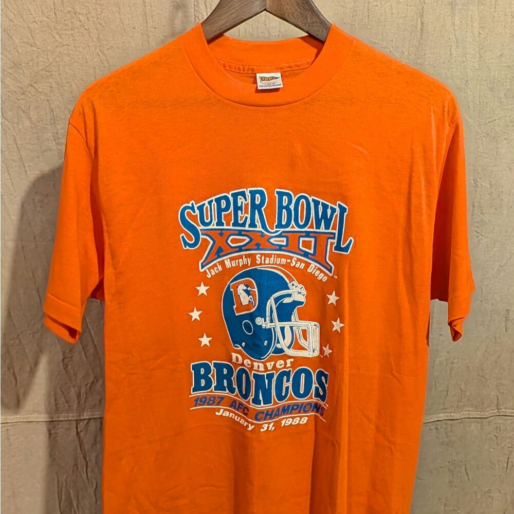 1988 Denver Broncos Super Bowl T-Shirt Trench Tag sz L Single Stitch